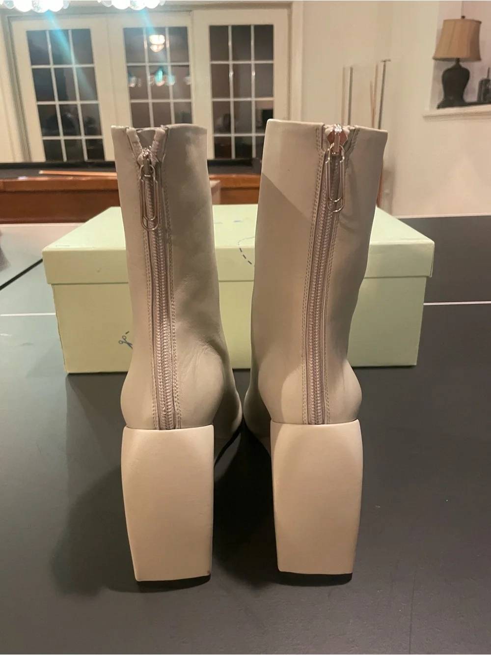 Off-White Nappa Doll Wedge Zip Booties